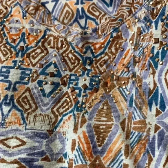 Style & Company NWOT scoopneck, crazyquilt tunic with ruching on both sides - Picture 6 of 6